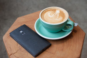 mobile and coffee